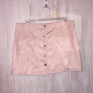 Millennial Pink Suede Skirt